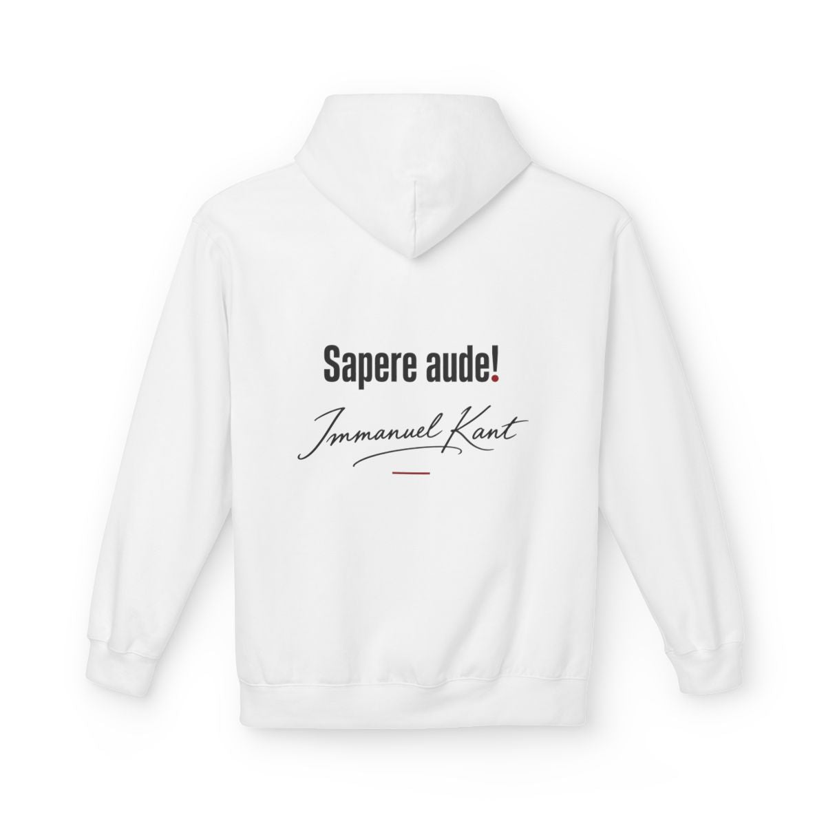 Unisex Fleece Hoodie mit Zitat - Kant - Sapere aude Signatur – back