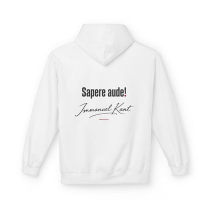 Unisex Fleece Hoodie mit Zitat - Kant - Sapere aude Signatur – back