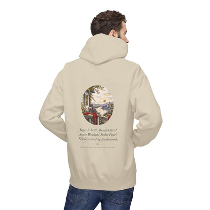 Unisex Fleece Hoodie mit Zitat - Goethe - Tages Arbeit – person-2-back
