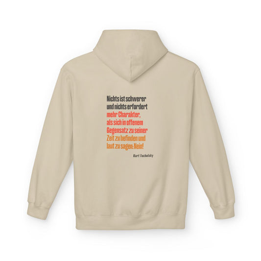 Unisex Fleece Hoodie mit Zitat - Tucholsky - Laut Nein sagen – back