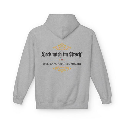 Unisex Fleece Hoodie mit Zitat - Mozart - Leck mich im Arsch – back