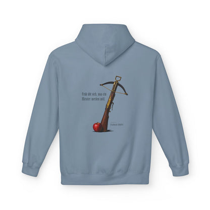 Unisex Fleece Hoodie mit Zitat - Schiller - Früh übt sich – back