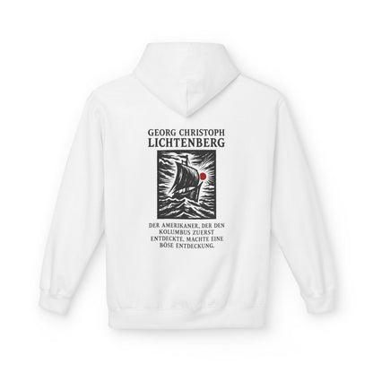 Unisex Fleece Hoodie mit Zitat - Lichtenberg - Der Amerikaner – back