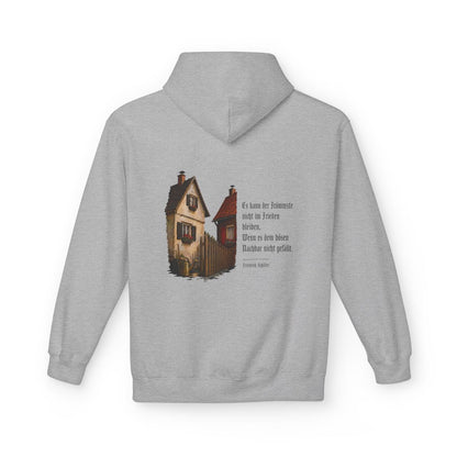 Unisex Fleece Hoodie mit Zitat - Schiller - Der böse Nachbar – back