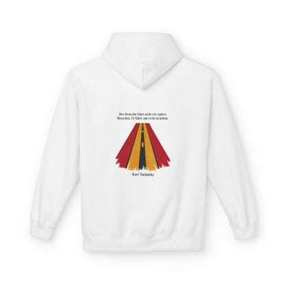 Unisex Fleece Hoodie mit Zitat - Tucholsky - Fährt um recht zu haben – back