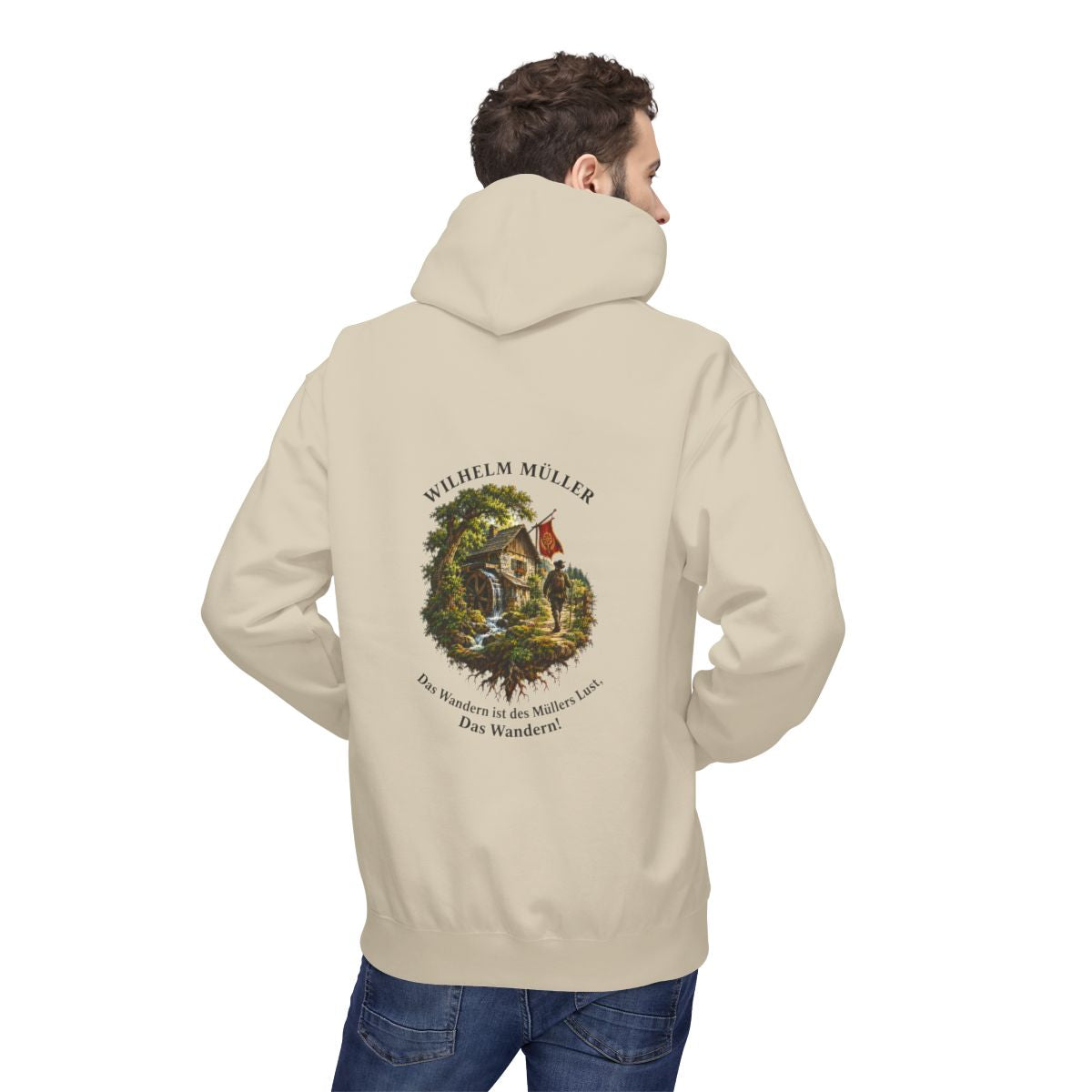 Unisex Fleece Hoodie mit Zitat - Müller - Das Wandern – person-2-back