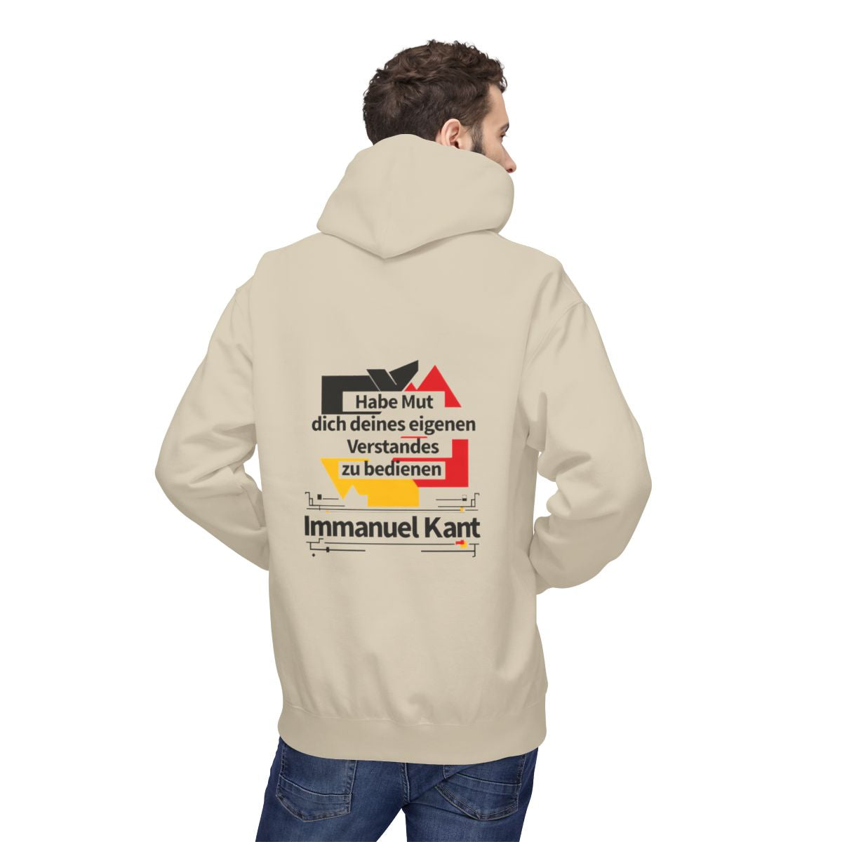 Unisex Fleece Hoodie mit Zitat - Kant - Habe Mut Bauhaus – person-2-back