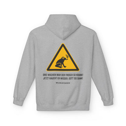 Unisex Fleece Hoodie mit Zitat - Busch - Drei Wochen war der Frosch so krank – back