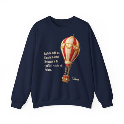 Unisex Sweatshirt mit Zitat - Lord Kelvin - Kein Vertrauen in die Luftfahrt – front