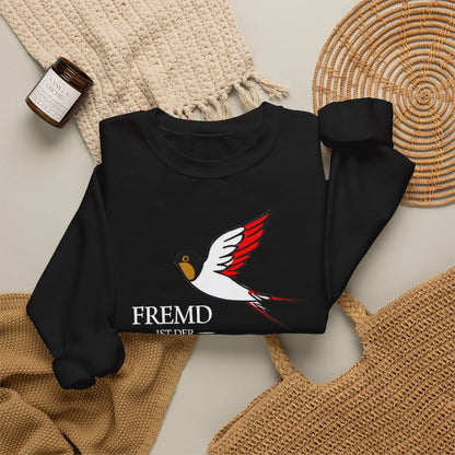 Unisex Sweatshirt mit Zitat - Valentin - Fremd ist der Fremde – folded-2