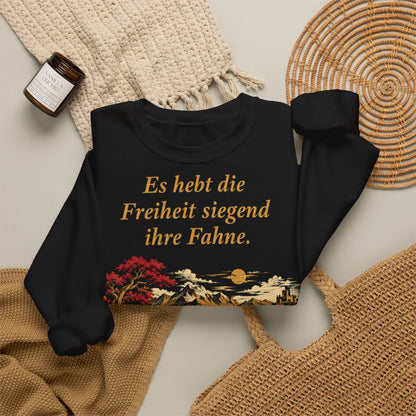 Unisex Sweatshirt mit Zitat - Schiller - Es hebt die Freiheit siegend ihre Fahne Nachtstück – folded-2