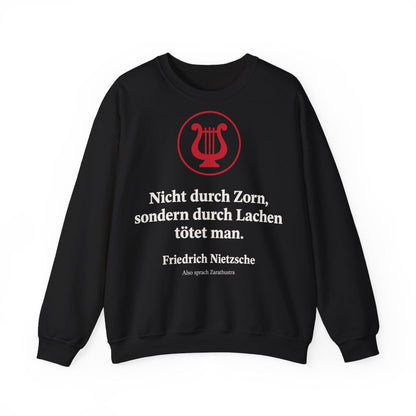 Unisex Sweatshirt mit Zitat - Nietzsche - Nicht durch Zorn Symbol – front