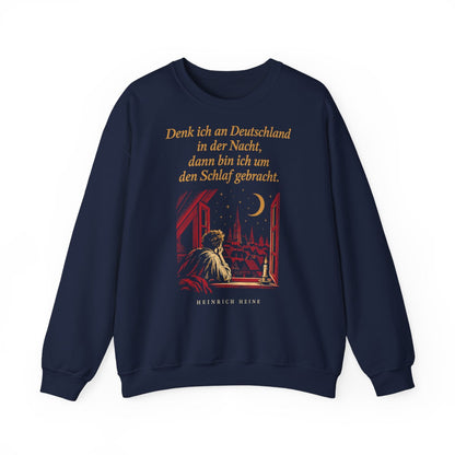 Unisex Sweatshirt mit Zitat - Heine - Denk ich an Deutschland Nachtfenster – front