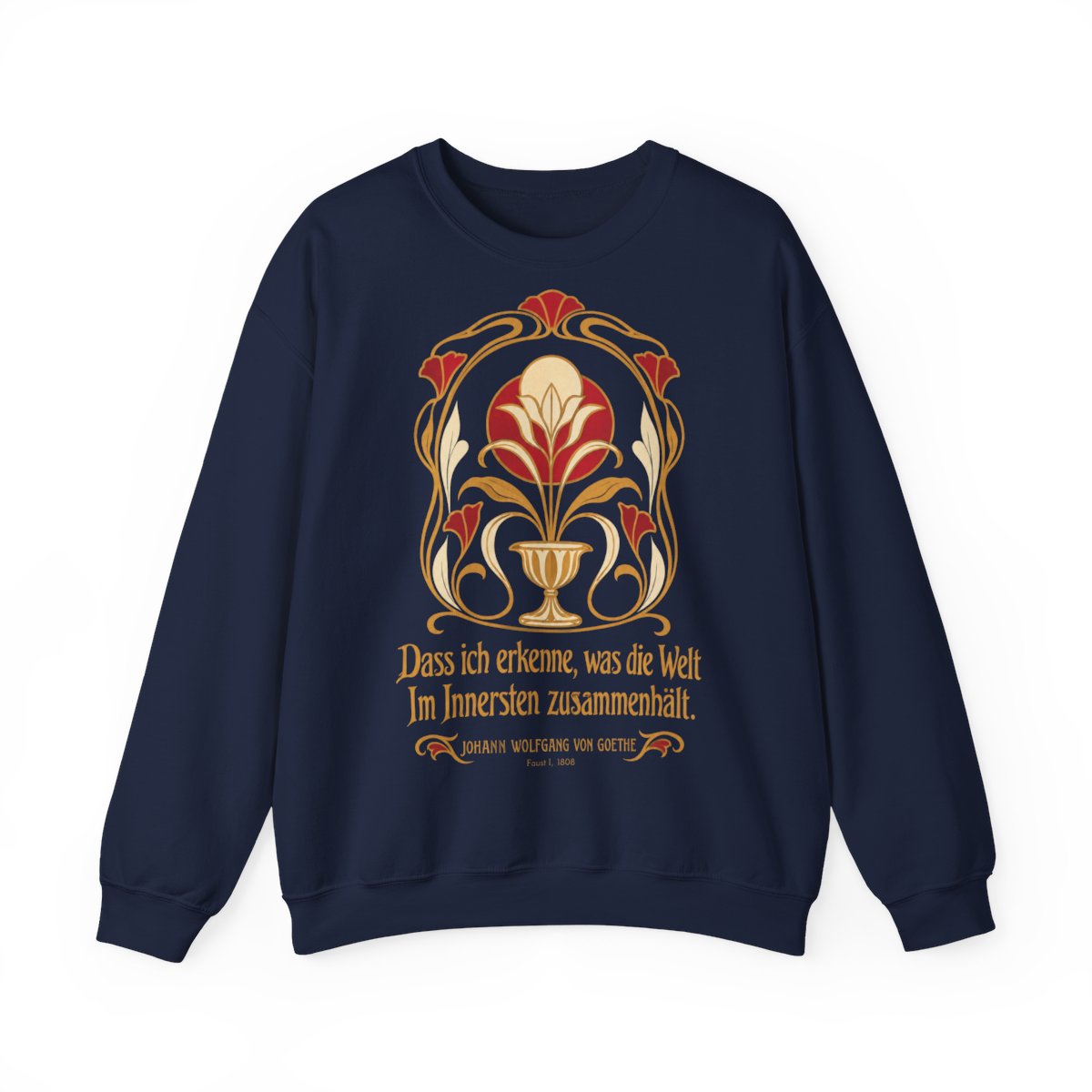 Unisex Sweatshirt mit Zitat - Goethe - Dass ich erkenne, was die Welt – front