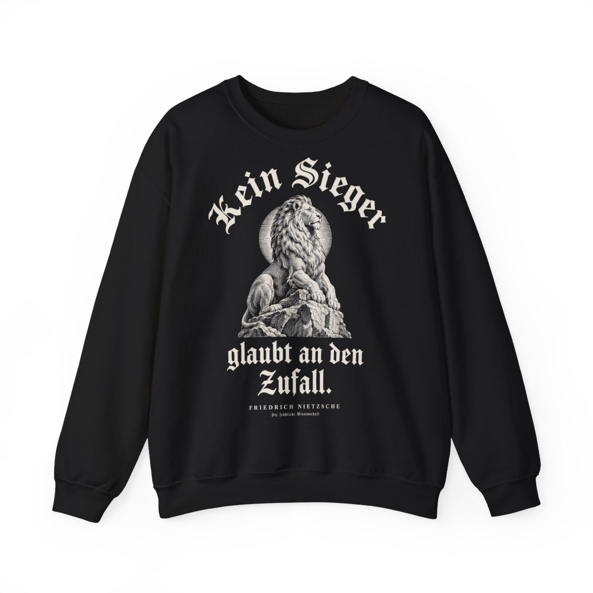 Unisex Sweatshirt mit Zitat - Nietzsche - Kein Sieger glaubt an den Zufall Gravur – front