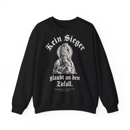 Unisex Sweatshirt mit Zitat - Nietzsche - Kein Sieger glaubt an den Zufall Gravur – front