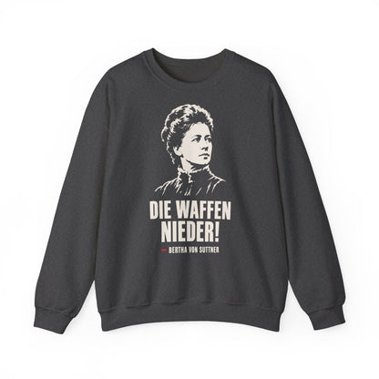 Unisex Sweatshirt mit Zitat - Bertha von Suttner - Die Waffen nieder – front
