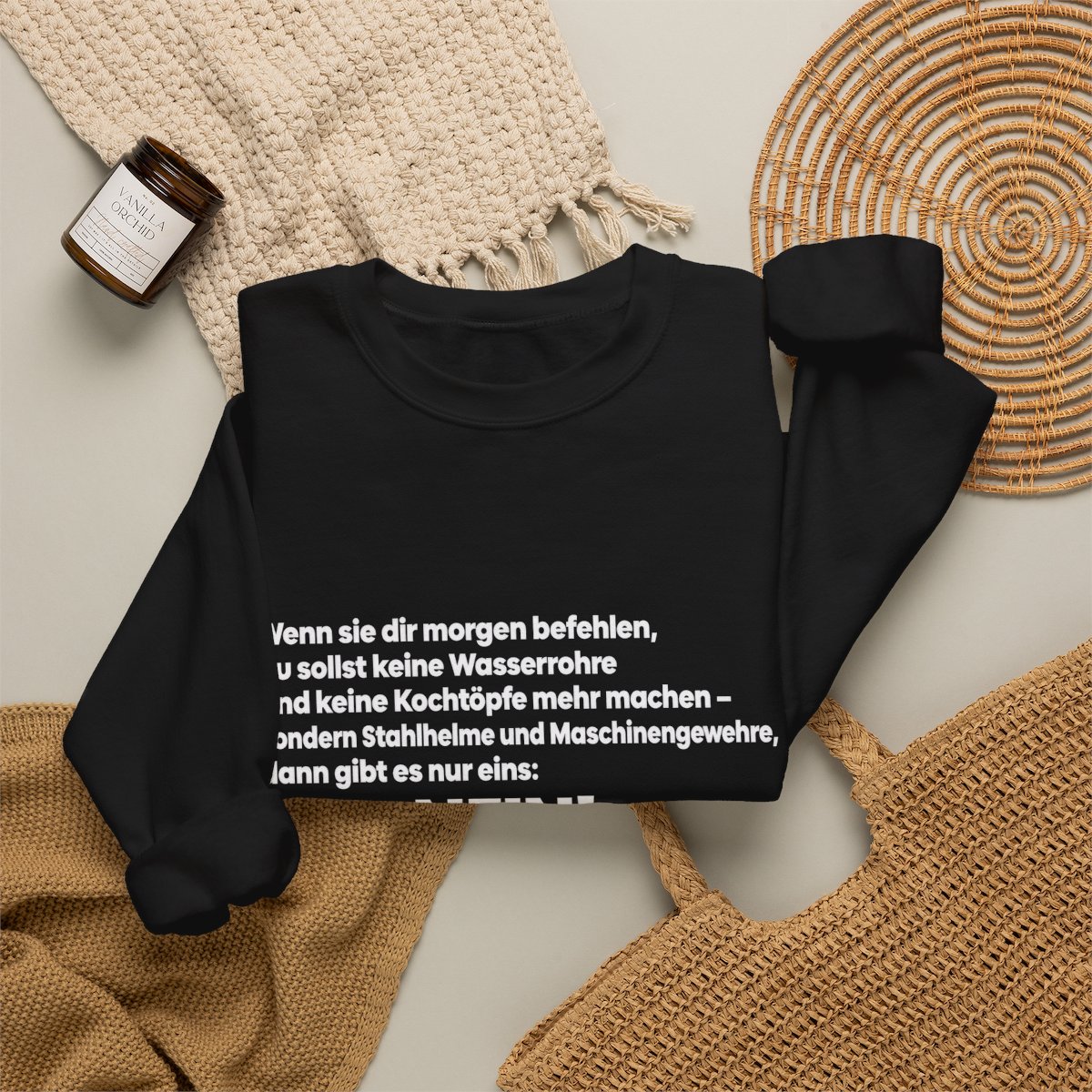 Unisex Sweatshirt mit Zitat - Borchert - Sag Nein – folded-2