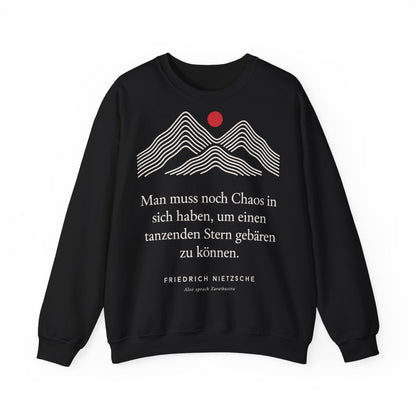 Unisex Sweatshirt mit Zitat - Nietzsche - Man muss noch Chaos Linien – front