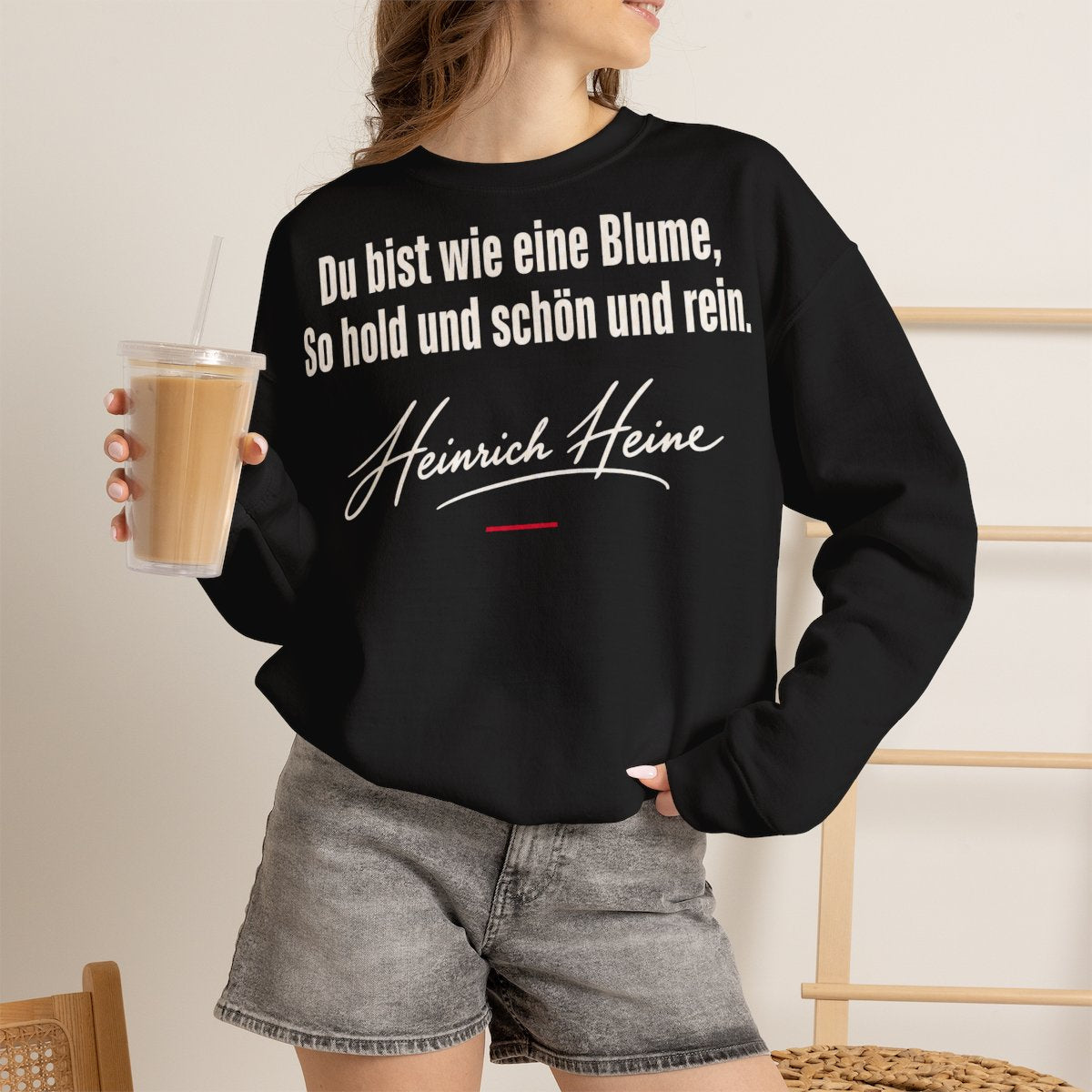 Unisex Sweatshirt mit Zitat - Heine - Du bist wie eine Blume Signatur – lifestyle-2