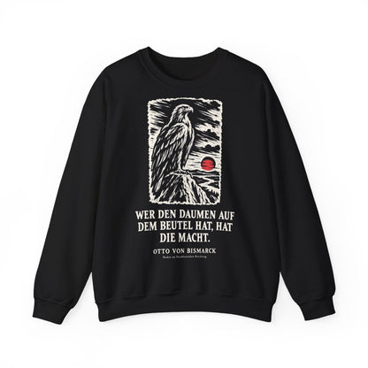 Unisex Sweatshirt mit Zitat - Bismarck - Wer den Daumen Holzschnitt – front