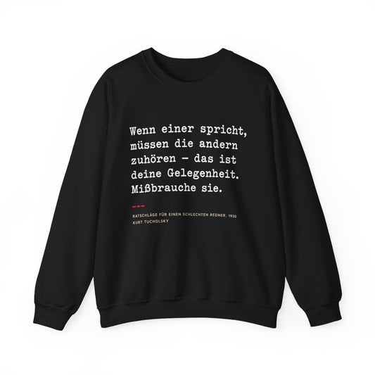 Unisex Sweatshirt mit Zitat - Tucholsky - Missbrauche sie – front