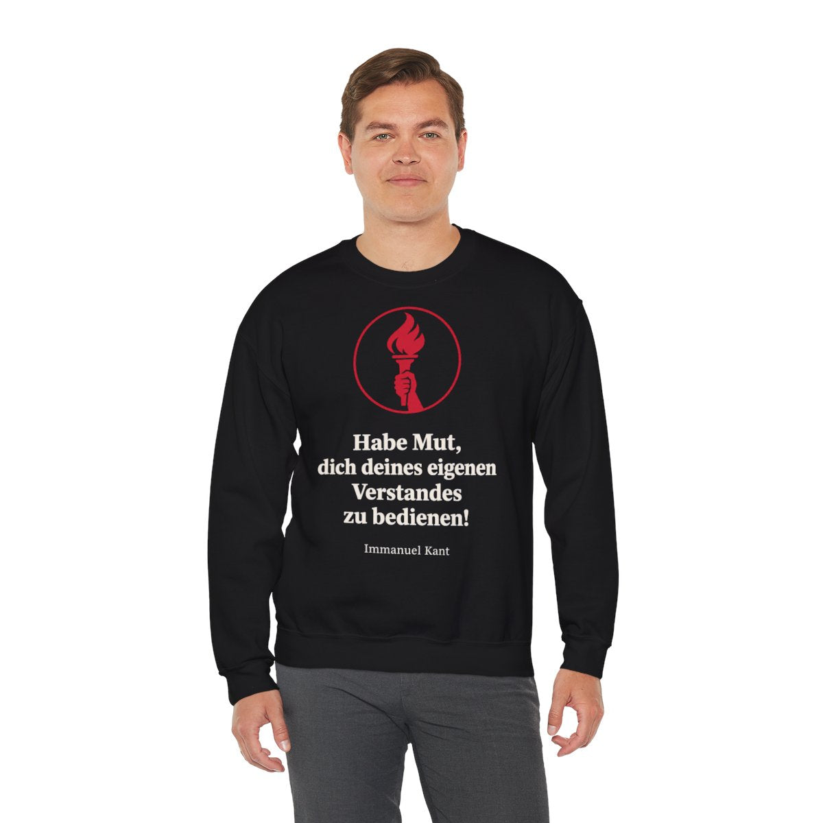 Unisex Sweatshirt mit Zitat - Kant - Habe Mut Fackel – person-3