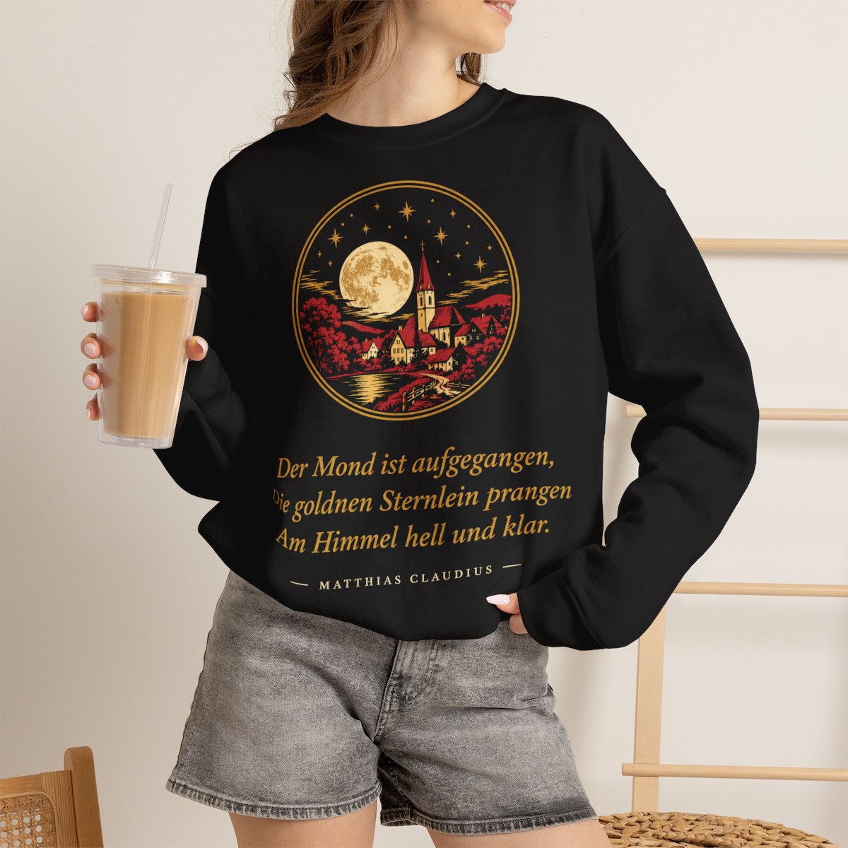 Unisex Sweatshirt mit Zitat - Claudius - Der Mond ist aufgegangen – lifestyle-2