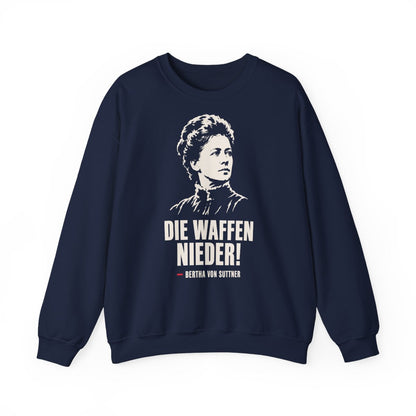 Unisex Sweatshirt mit Zitat - Bertha von Suttner - Die Waffen nieder – front