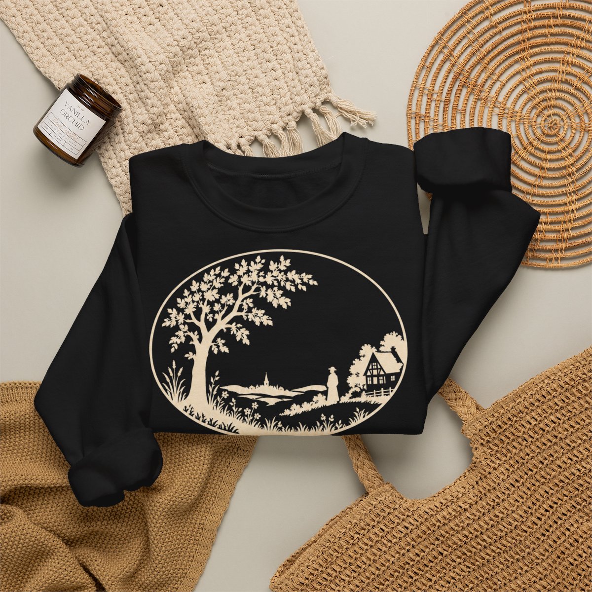 Unisex Sweatshirt mit Zitat - Stein - Ich habe nur ein Vaterland Scherenschnitt – folded-2