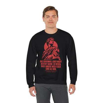 Unisex Sweatshirt mit Zitat - Börne - Das Geheimnis jeder Macht besteht Vintage – person-3