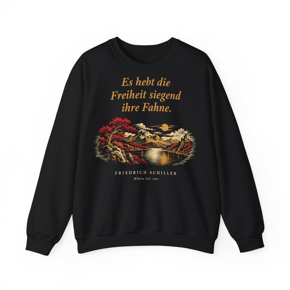 Unisex Sweatshirt mit Zitat - Schiller - Es hebt die Freiheit siegend ihre Fahne Nachtstück – front
