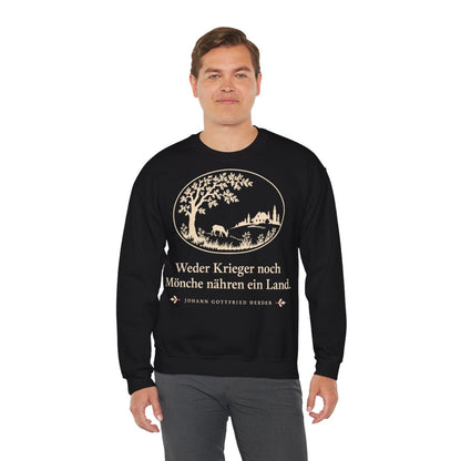 Unisex Sweatshirt mit Zitat - Herder - Weder Krieger noch Mönche nähren ein Land Scherenschnitt – person-3