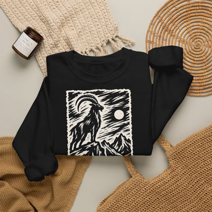 Unisex Sweatshirt mit Zitat - Hille - Besser ein freier Teufel Holzschnitt – folded-2