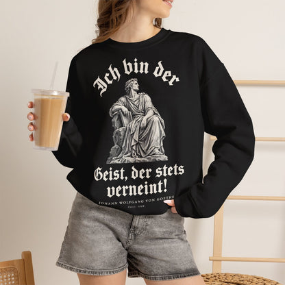 Unisex Sweatshirt mit Zitat - Goethe - Ich bin der Geist, der stets verneint Gravur – lifestyle-2