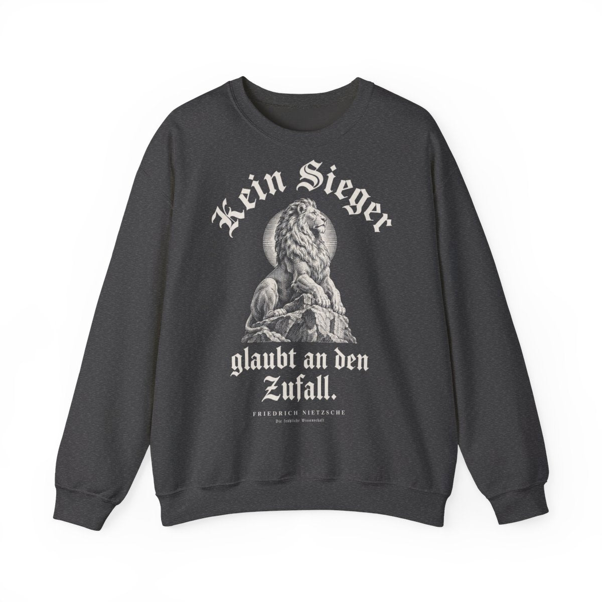 Unisex Sweatshirt mit Zitat - Nietzsche - Kein Sieger glaubt an den Zufall Gravur – front