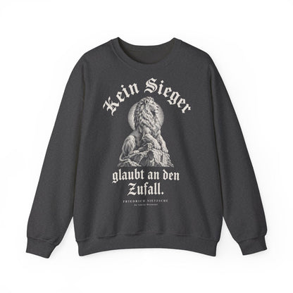 Unisex Sweatshirt mit Zitat - Nietzsche - Kein Sieger glaubt an den Zufall Gravur – front