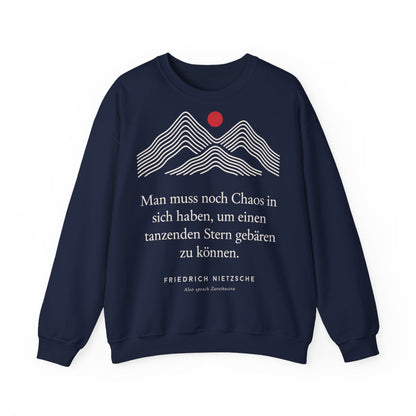Unisex Sweatshirt mit Zitat - Nietzsche - Man muss noch Chaos Linien – front