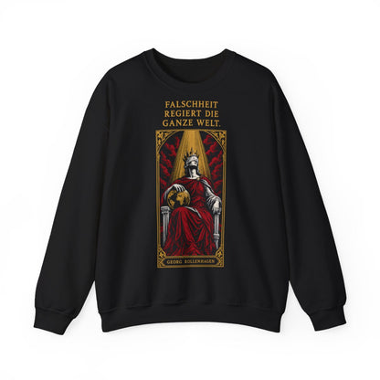 Unisex Sweatshirt mit Zitat - Rollenhagen - Falschheit regiert die ganze Welt – front