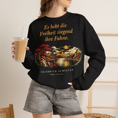 Unisex Sweatshirt mit Zitat - Schiller - Es hebt die Freiheit siegend ihre Fahne Nachtstück – lifestyle-2