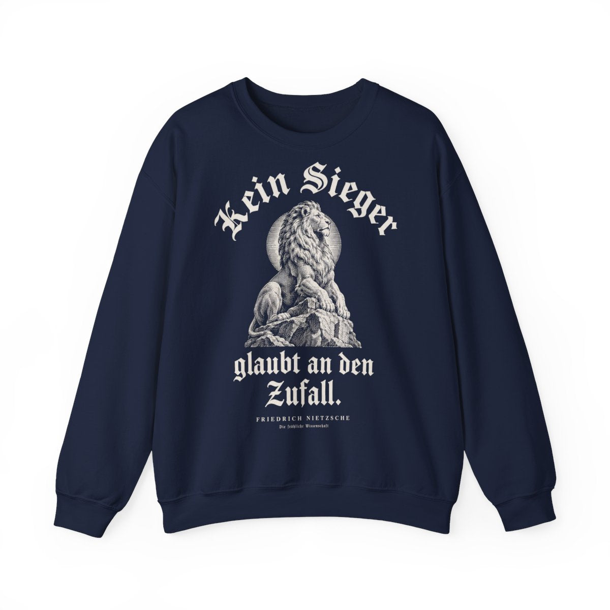 Unisex Sweatshirt mit Zitat - Nietzsche - Kein Sieger glaubt an den Zufall Gravur – front