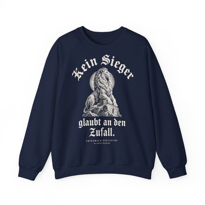 Unisex Sweatshirt mit Zitat - Nietzsche - Kein Sieger glaubt an den Zufall Gravur – front