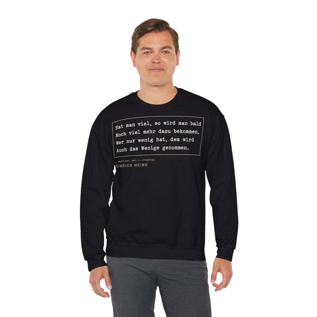 Unisex Sweatshirt mit Zitat - Heine - Hat man viel, so wird man bald – person-3