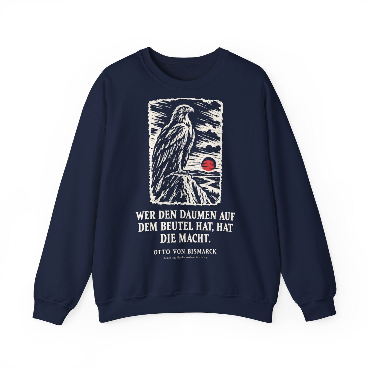 Unisex Sweatshirt mit Zitat - Bismarck - Wer den Daumen Holzschnitt – front