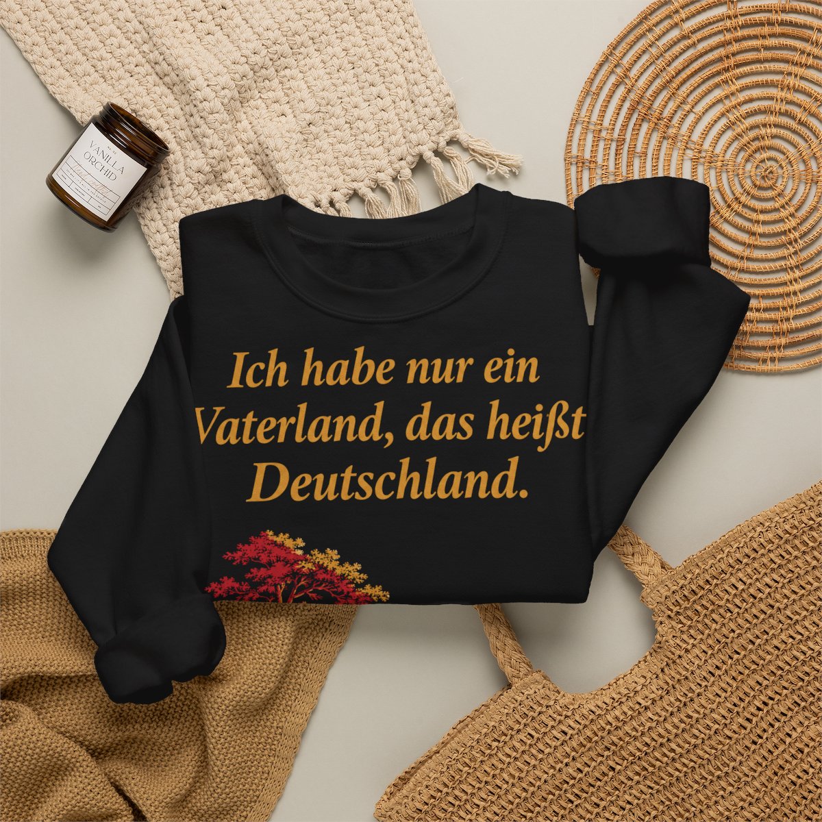 Unisex Sweatshirt mit Zitat - Stein - Ich habe nur ein Vaterland Nachtstück – folded-2