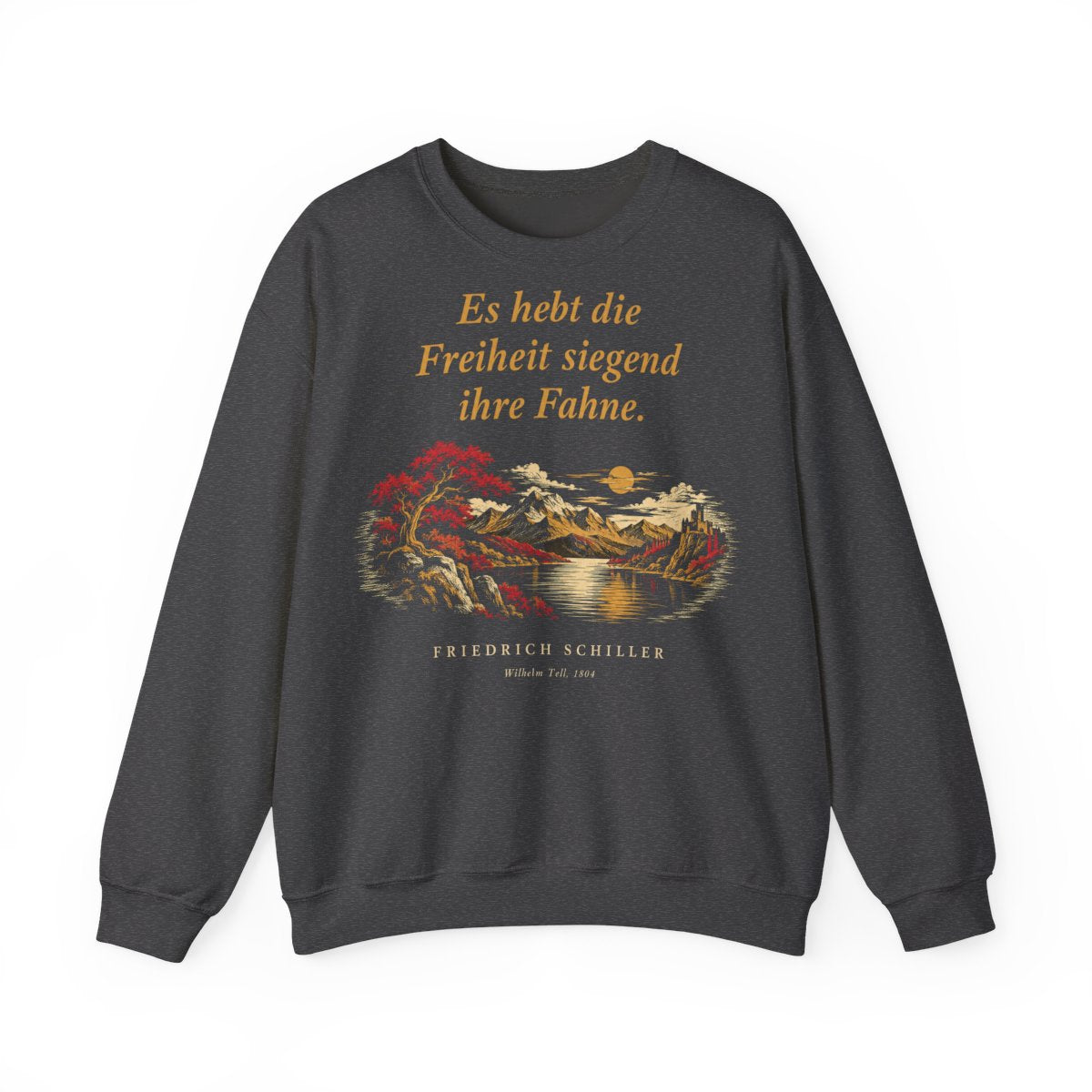 Unisex Sweatshirt mit Zitat - Schiller - Es hebt die Freiheit siegend ihre Fahne Nachtstück – front