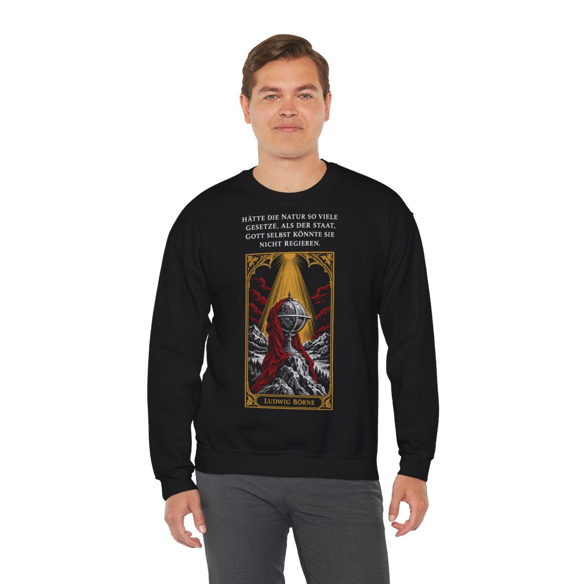 Unisex Sweatshirt mit Zitat - Börne - Hätte die Natur so viele – person-3