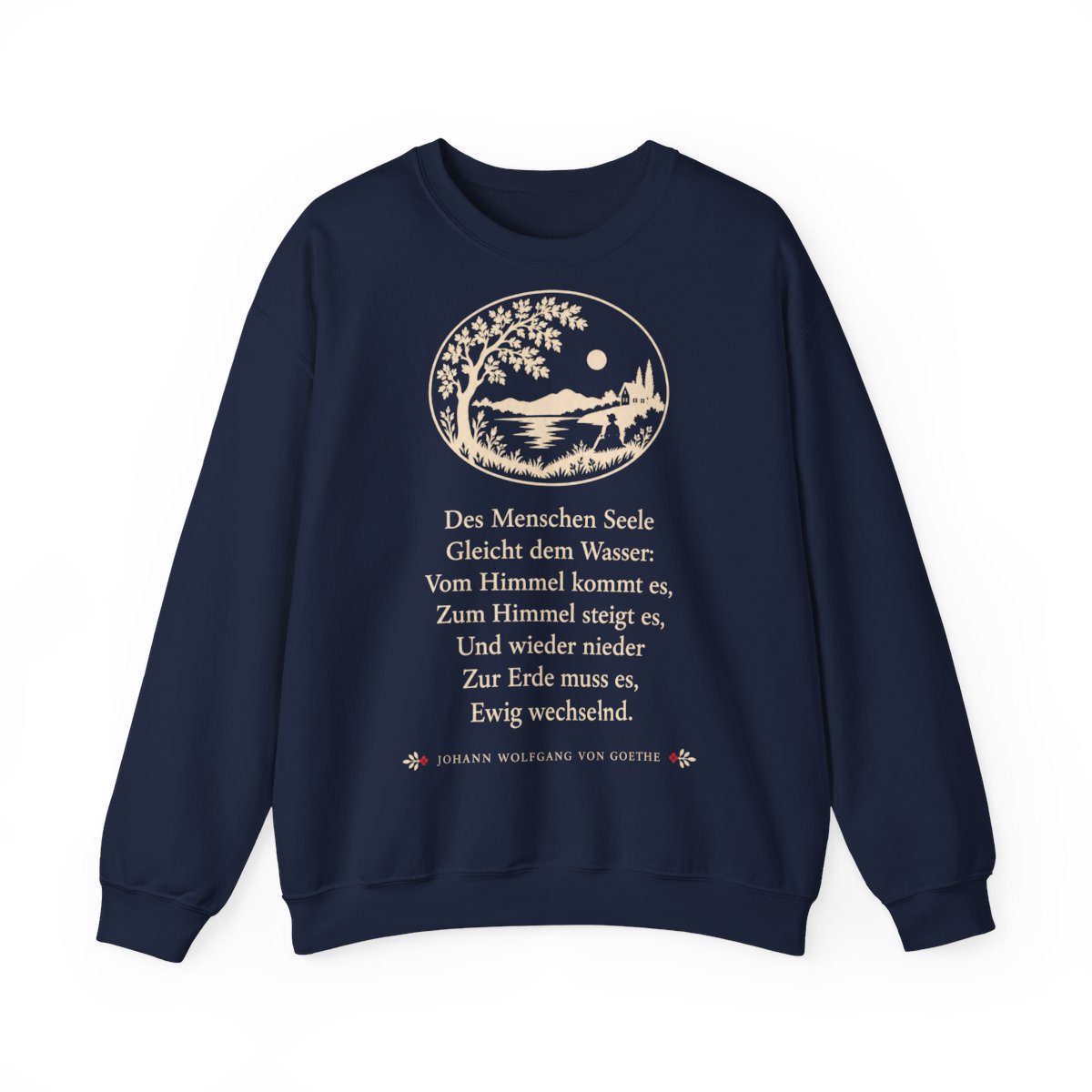 Unisex Sweatshirt mit Zitat - Goethe - Des Menschen Seele Scherenschnitt – front