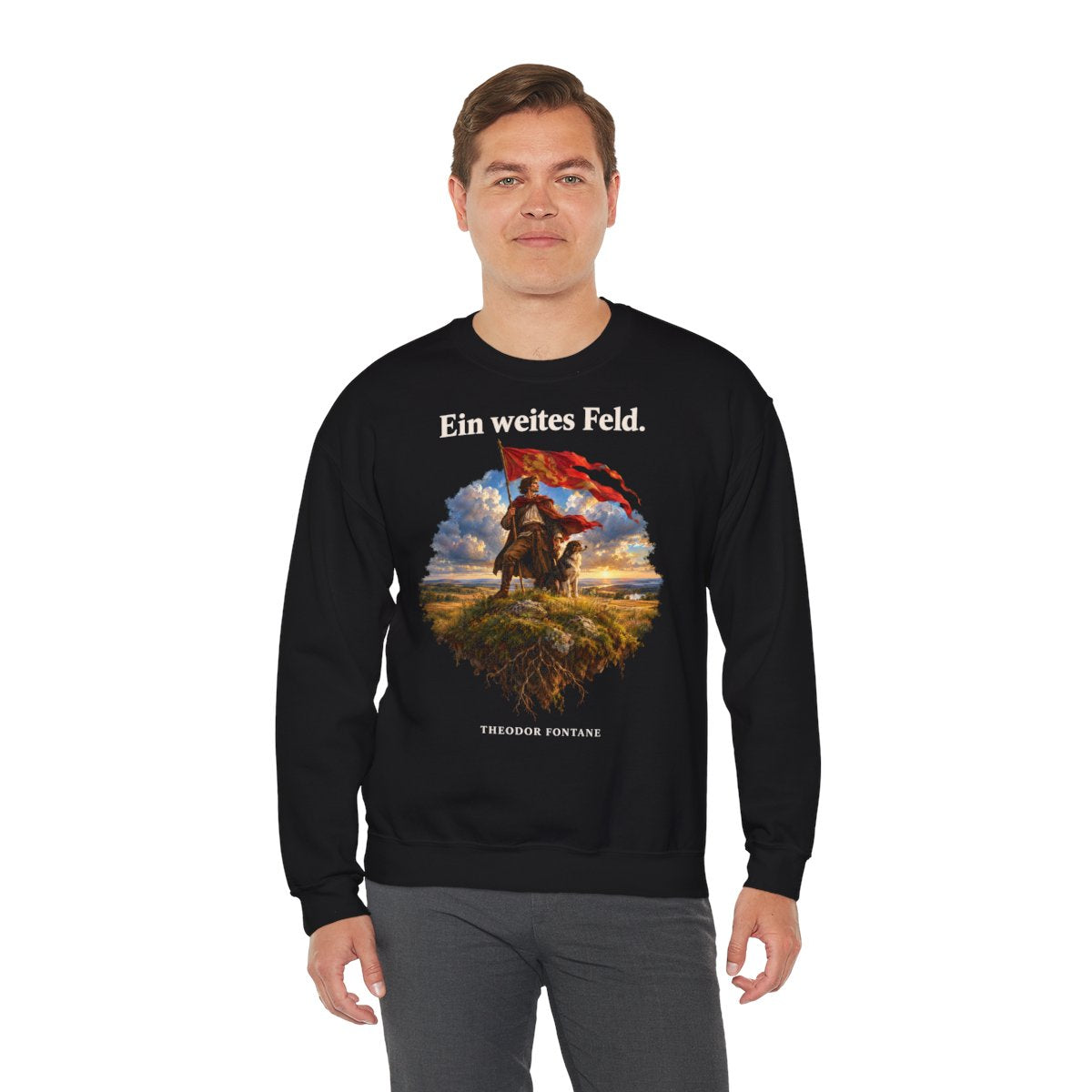 Unisex Sweatshirt mit Zitat - Fontane - Ein weites Feld – person-3