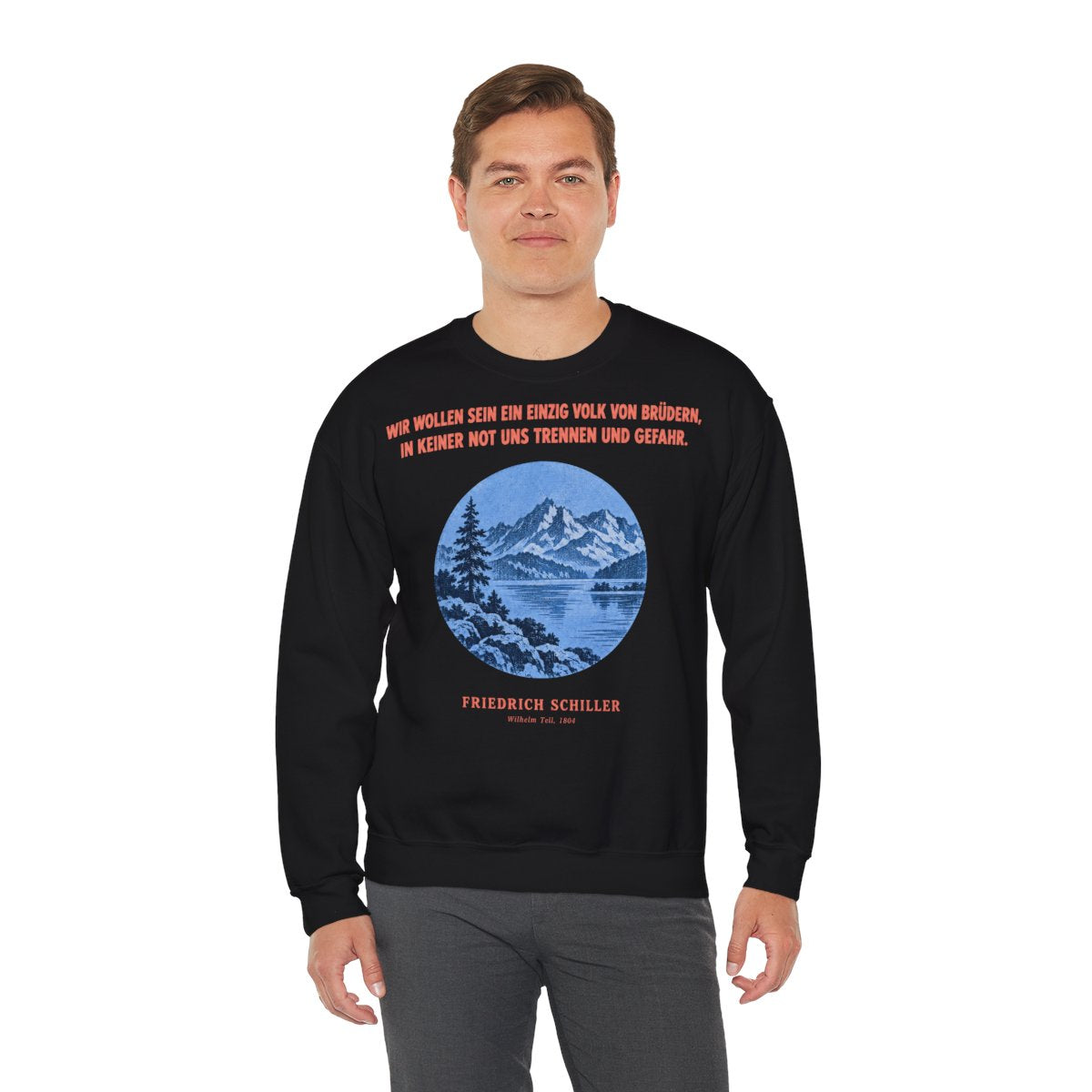 Unisex Sweatshirt mit Zitat - Schiller - Wir wollen sein ein einzig – person-3